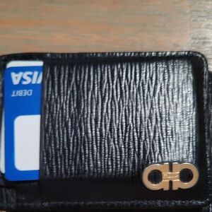 Salvatore Ferragamo Black Key Card Holder Leather Accessory